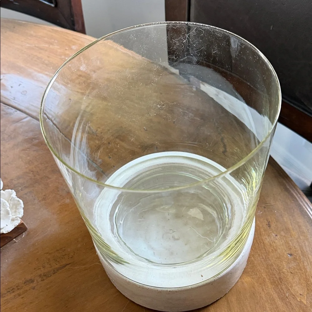 West Elm Glass and White Ceramic Base Candle Holder